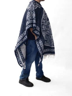Mexican Poncho For Men - Aztek Calendar - BLUE -Gamboa Fashion 10 fbe5deb2 d33e 41cb 85fa dc6f1d0b42b3