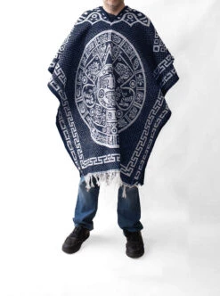 Mexican Poncho For Men - Aztek Calendar - BLUE -Gamboa Fashion 12 471eec19 b59d 4231 8e69 6e6e3cf302b6