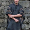 Dark Gray Hooded Poncho For Men