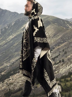 Mexican Poncho For Men - Black | Aztek Style