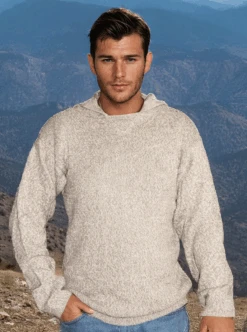 Gamboa Alpaca Hoodie For Men | Gray Melange