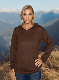Gamboa Alpaca Hoodie For Women | Chocolate