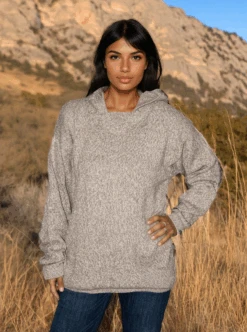 Gamboa Alpaca Hoodie For Women | Gray Melange
