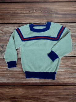 Alpaca Sweater White And Blue For Kids