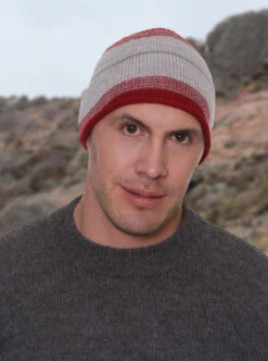 Gray And Red Alpaca Hat