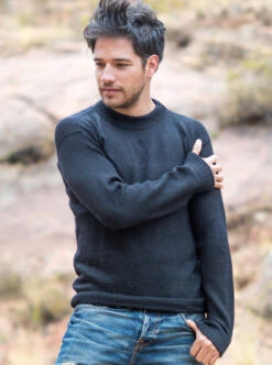 Classic Black Alpaca Sweater For Men