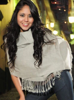 Gamboa Women Alpaca Shawl Open Poncho Gray