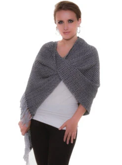 Grey Alpaca Shawl Open Poncho For Women