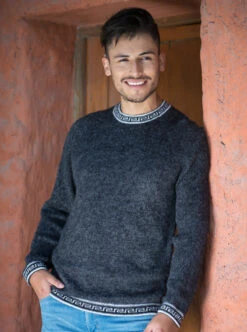 Black Alpaca Sweater For Men