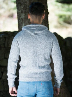 Gray Alpaca Wool Full Zip Hoodie For Men 5 Gray Alpaca Wool Full Zip Hoodie For Men -Gamboa Fashion ALRBB146 v2XL