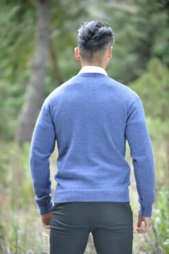 Blue V Neck Sweater For Men -Gamboa Fashion ALRBB209 7