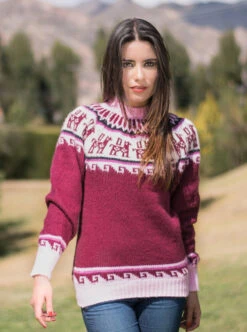 Fair Isle Sweater For Women | Andean Round Neck Alpaca Sweater -Gamboa Fashion ALRBB250 10164Z