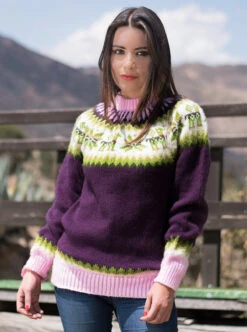 Fair Isle Sweater For Women | Andean Round Neck Alpaca Sweater -Gamboa Fashion ALRBB250 12374Z