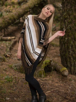 Brown Alpaca Poncho For Women
