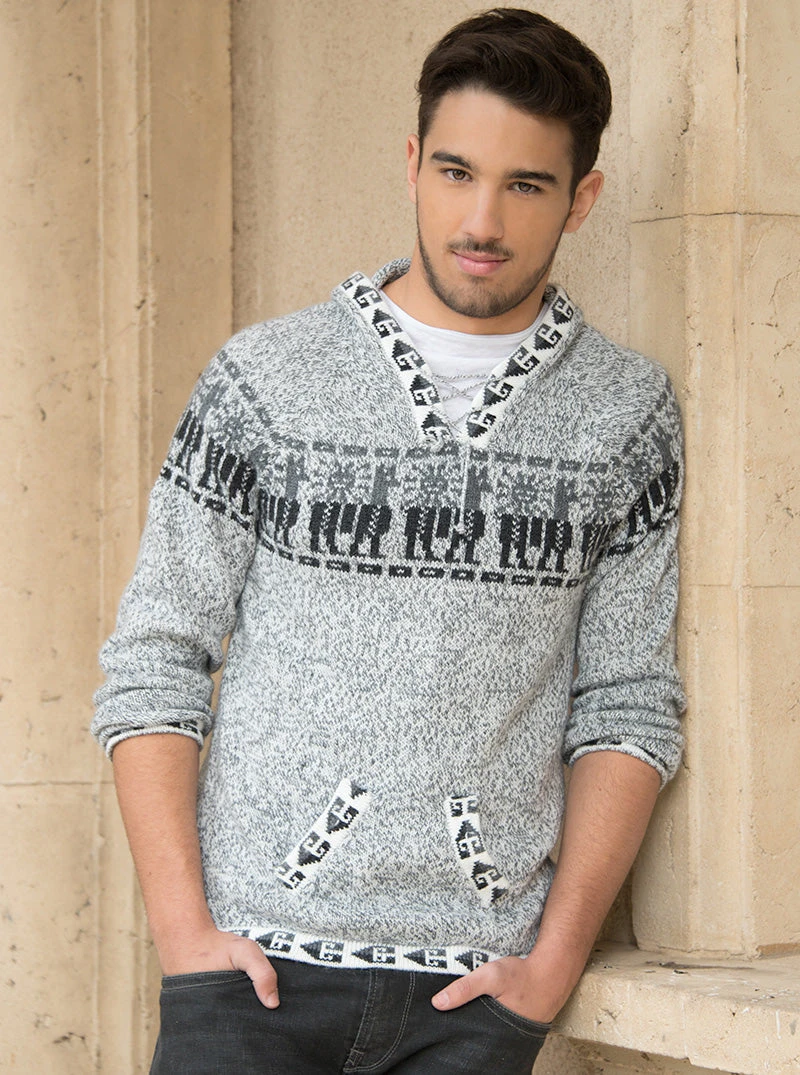 Andean Gray Alpaca Kangaroo Sweater For Men 1 Andean Gray Alpaca Kangaroo Sweater For Men