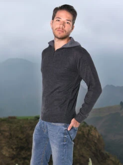 Gamboa Men Alpaca Turtleneck Sweater Gray