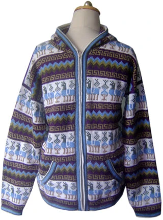 Colorful Alpaca Full Zip Hoodie For Men 2 Colorful Alpaca Full Zip Hoodie For Men - Image 2