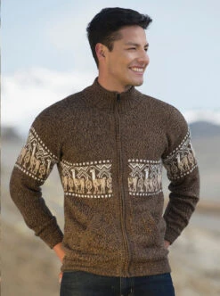Alpaca Full Zip Turtleneck Sweater For Men