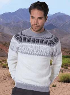 Fair Isle Alpaca Sweater For Men