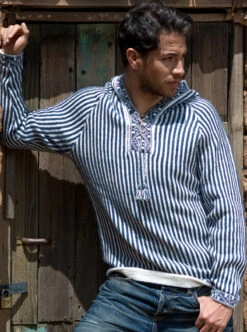 Striped Alpaca Hoodie For Men