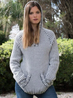 Striped Alpaca Hoodie For Women