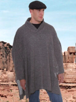 Atahuallpa Gray Alpaca Poncho For Men