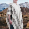 White Rustic Alpaca Poncho For Men
