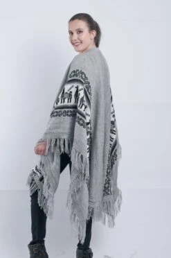 Gray Alpaca Shawl Open Poncho 11 Gray Alpaca Shawl Open Poncho -Gamboa Fashion ARAL001 2532