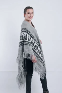 Gray Alpaca Shawl Open Poncho 12 Gray Alpaca Shawl Open Poncho -Gamboa Fashion ARAL001 2539