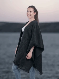 Dark Gray Alpaca Ruana Open Poncho -Gamboa Fashion ARAL010 2182