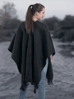 Dark Gray Alpaca Ruana Open Poncho -Gamboa Fashion ARAL010 2185
