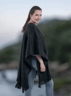 Dark Gray Alpaca Ruana Open Poncho -Gamboa Fashion ARAL010 2187