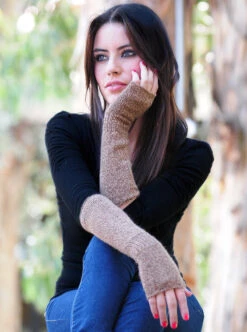 Beige Alpaca Long Gloves
