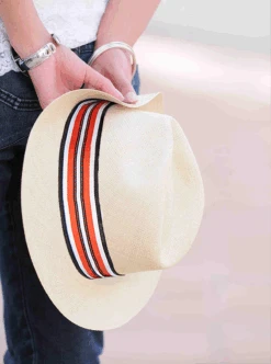 Elegant Striped Hat Band | Orange
