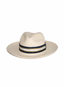 Elegant Striped Hat Band | White & Gold -Gamboa Fashion B7.2 1