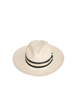 Elegant Striped Hat Band | White & Gold -Gamboa Fashion B7.4 1