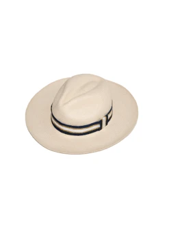 Elegant Striped Hat Band | White & Gold