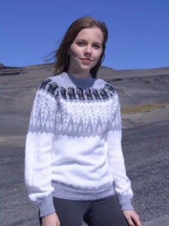 Fair Isle Crewneck Alpaca Sweater For Women