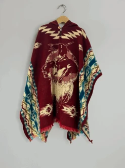 Authentic Mexican Poncho | Burgundy