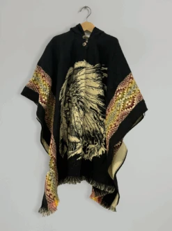 Mexican Aztek Poncho For Men | Native With Feathers