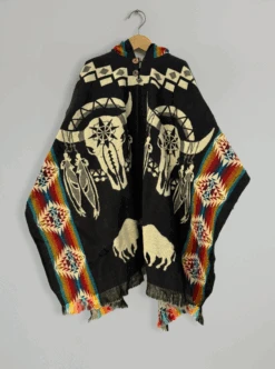 Mexican Serape Poncho | Bulls & Rainbow