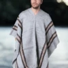 V-Neck Gray Poncho For Men