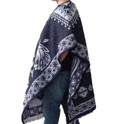 Mexican Alpaca Poncho For Men - Roosters Facing - BLUE -Gamboa Fashion Sintitulo 1200x1200px 3