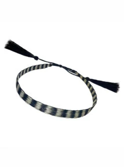 Genuine Horsehair Hat Band Woody - Black & White