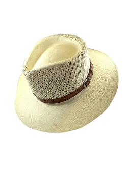 Panama Montecristi Hat - Fretwork With Leather Hat Band - Ausin - Grade 17-18 -Gamboa Fashion degeo0003 L