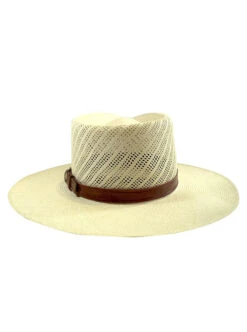 Panama Montecristi Hat - Fretwork With Leather Hat Band - Ausin - Grade 17-18 -Gamboa Fashion degeo0003 v3 L