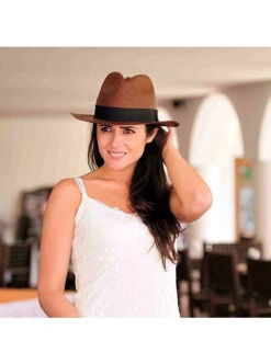 Dark Brown Panama Hat - Fedora Hat -Gamboa Fashion demarpa0021w v6 L