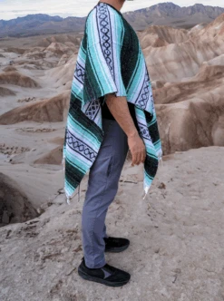 Mexican Striped Poncho | Green -Gamboa Fashion sidegreen
